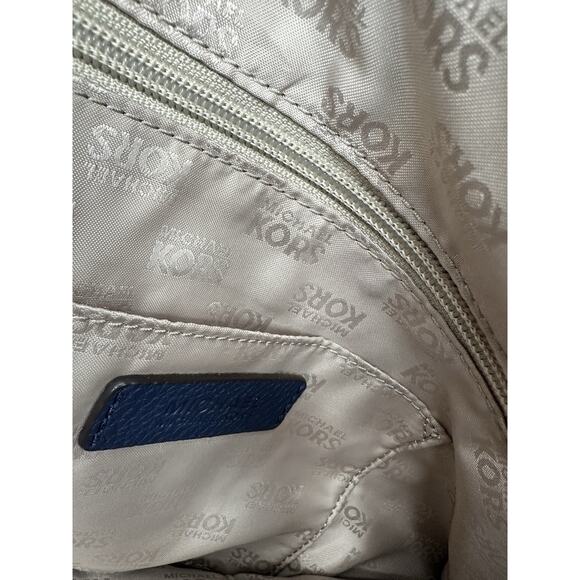 Michael Kors Jet Set Large Navy Pebbled Leather Tote Shoulder Bag Gold - Picture 7 of 7